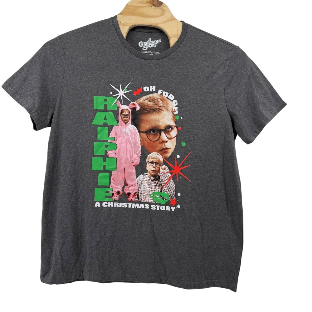 A Christmas Story Men's XL Graphic T Shirt Ralphie Oh Fudge Movie Tee Ugly